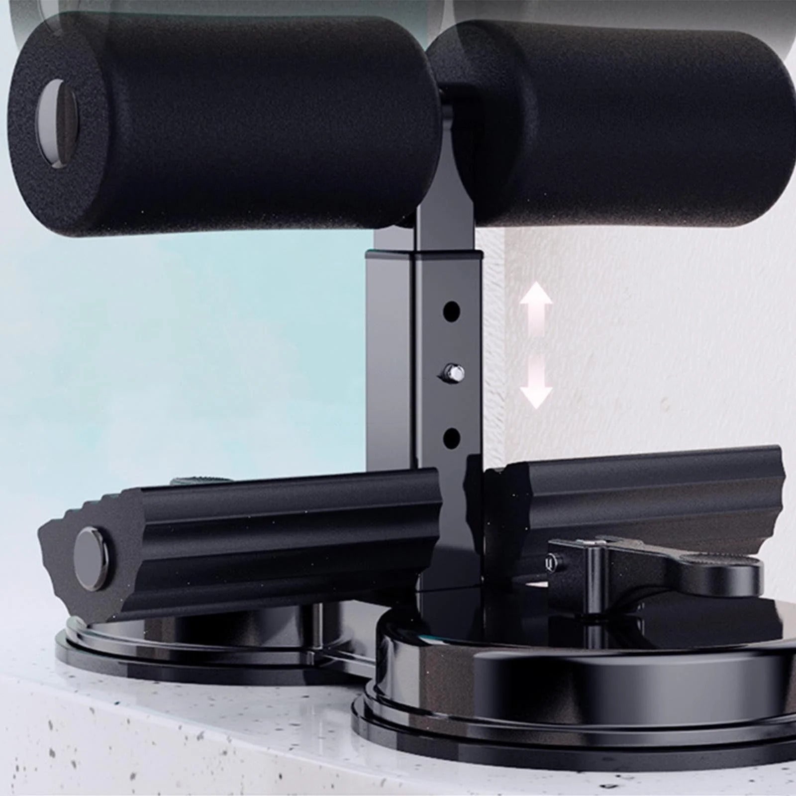 Prenosivi držač za noge za trbušnjake sa vakuumom i elastičnom trakom – podesiva sprava za kućni trening (3 nivoa)