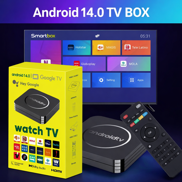 Android TV Box 4K Smart Uređaj sa Daljinskim, HDMI Kablom i Adapterom