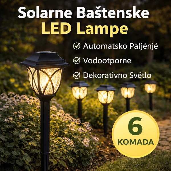 🌞 Solarna baštenska LED lampa – dekorativno osvetljenje dvorišta (6 komada u pakovanju)