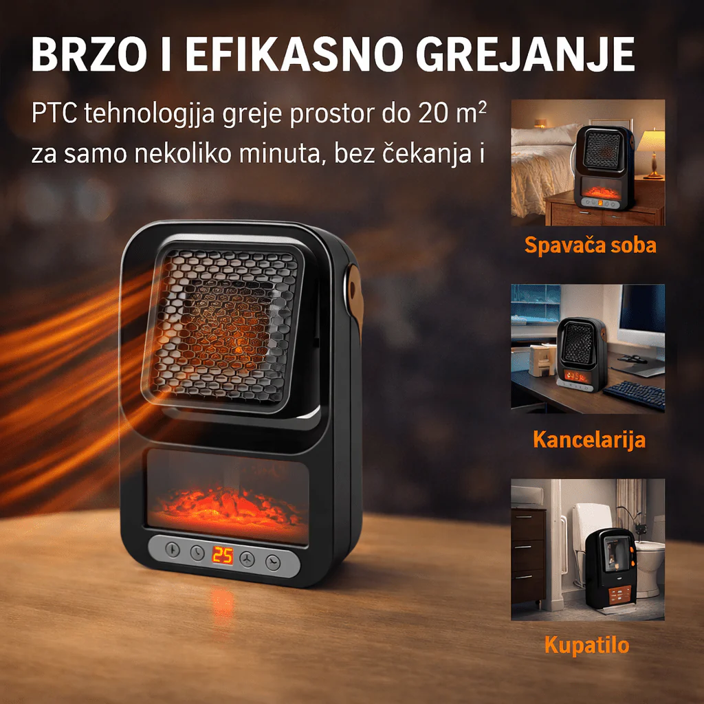 BlackFlame Mini LED grejalica 800W