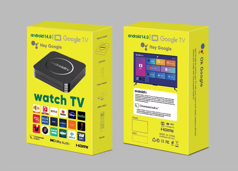 Android TV Box 4K Smart Uređaj sa Daljinskim, HDMI Kablom i Adapterom