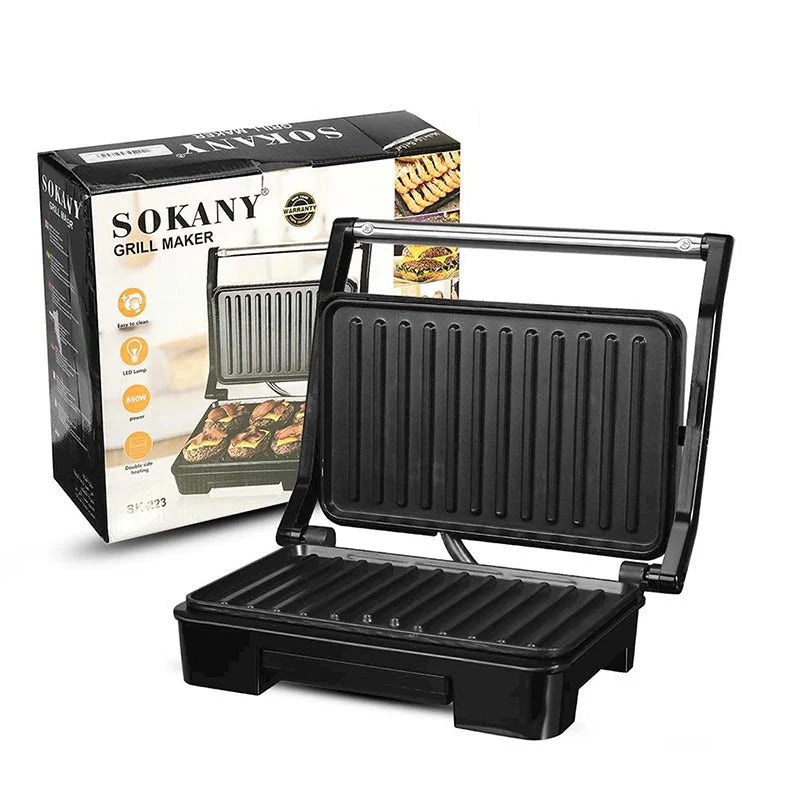 SOKANY SK-223 Električni Toster i Grill 850W – Multifunkcionalni Aparat za Sendviče, Meso i Povrće
